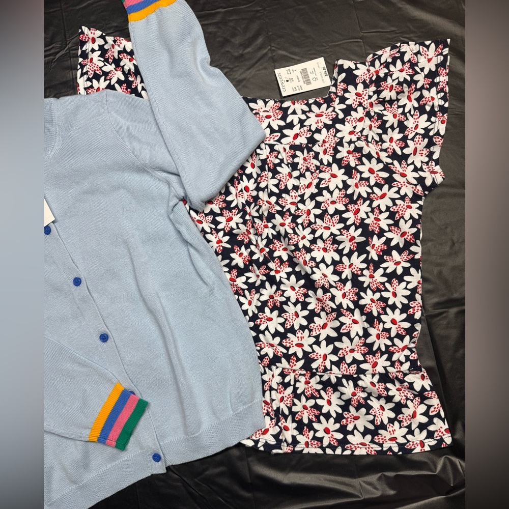 NTW Crewcuts Light Blue Cardigan and floral shirt